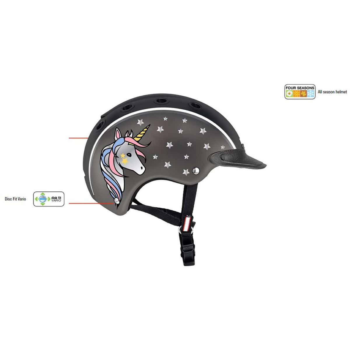 Casco Cappellino Nori Nero/Grigio/Unicorno Casco Cappellino Nori Nero/Grigio/Unicorno