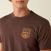 Ariat Maglietta Strip Patriotic Badge Tee Uomini Brown Heather Ariat Maglietta Strip Patriotic Badge Tee Uomini Brown Heather