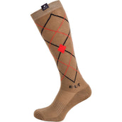 Calzini da equitazione ELT Argyle Cappuccino/Rosso Calzini da equitazione ELT Argyle Cappuccino/Rosso