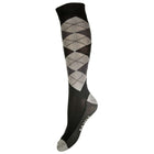HKM Calze da Equitazione Check Classico Nero/Grigio/Antracite