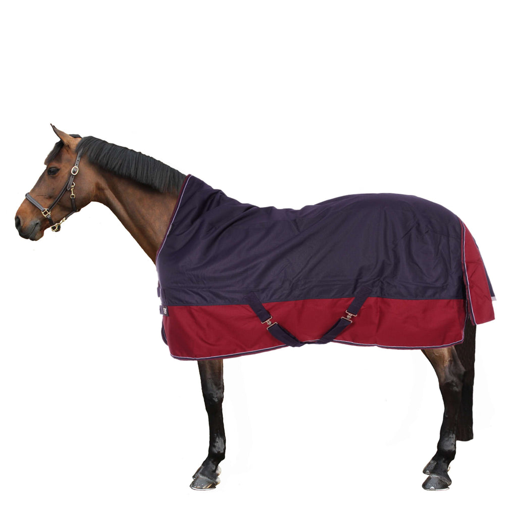 EQUITHÈME Tappeto da Esterno Tyrex 1200D 50g con Mezza Collo Navy/Bordeaux