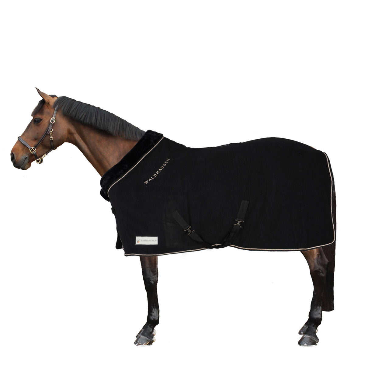 Waldhausen Coperta in Pile Modern Nero/Oro rosa