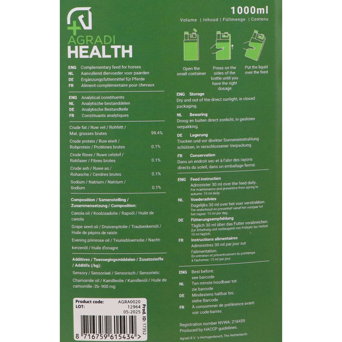 Agradi Health "Stop Prurito" Feed Oil