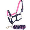 HKM Set Cavezza Crystal Fodera Morbida Blu scuro/Rosa scuro