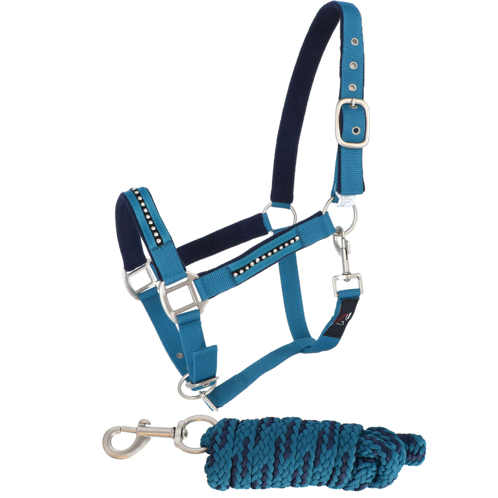 HKM Set Cavezza Crystal Fodera Morbida Benzina/Marina