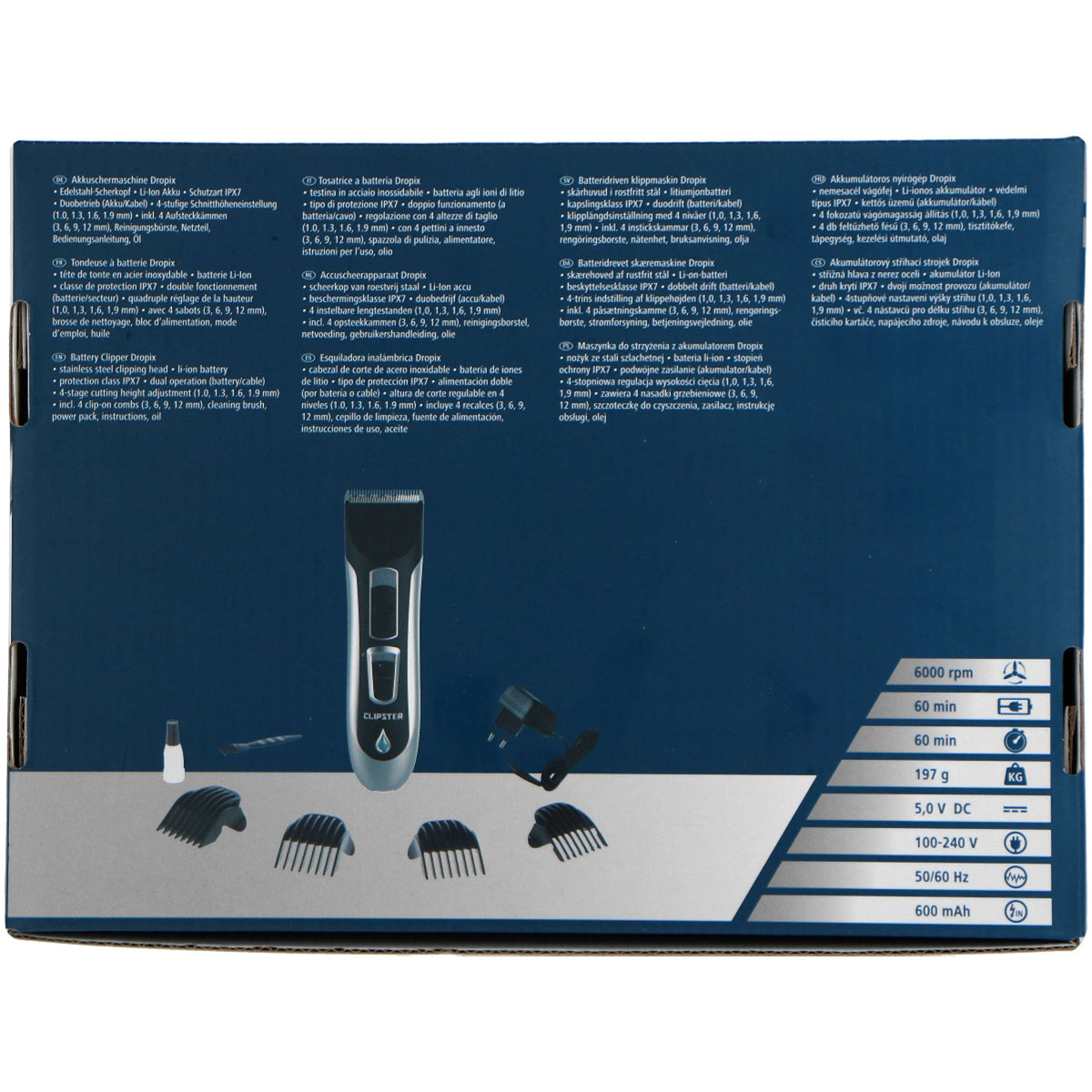 Clipster Rasoio Akku Argento/Nero