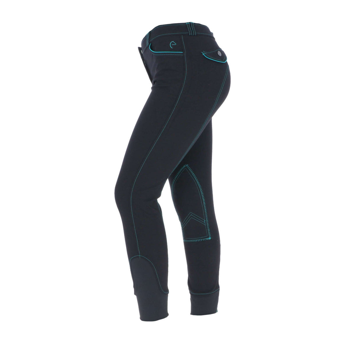 EQUITHÈME Pantaloni da Equitazione Verona Nero/Turchese