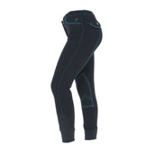 EQUITHÈME Pantaloni da Equitazione Verona Nero/Turchese