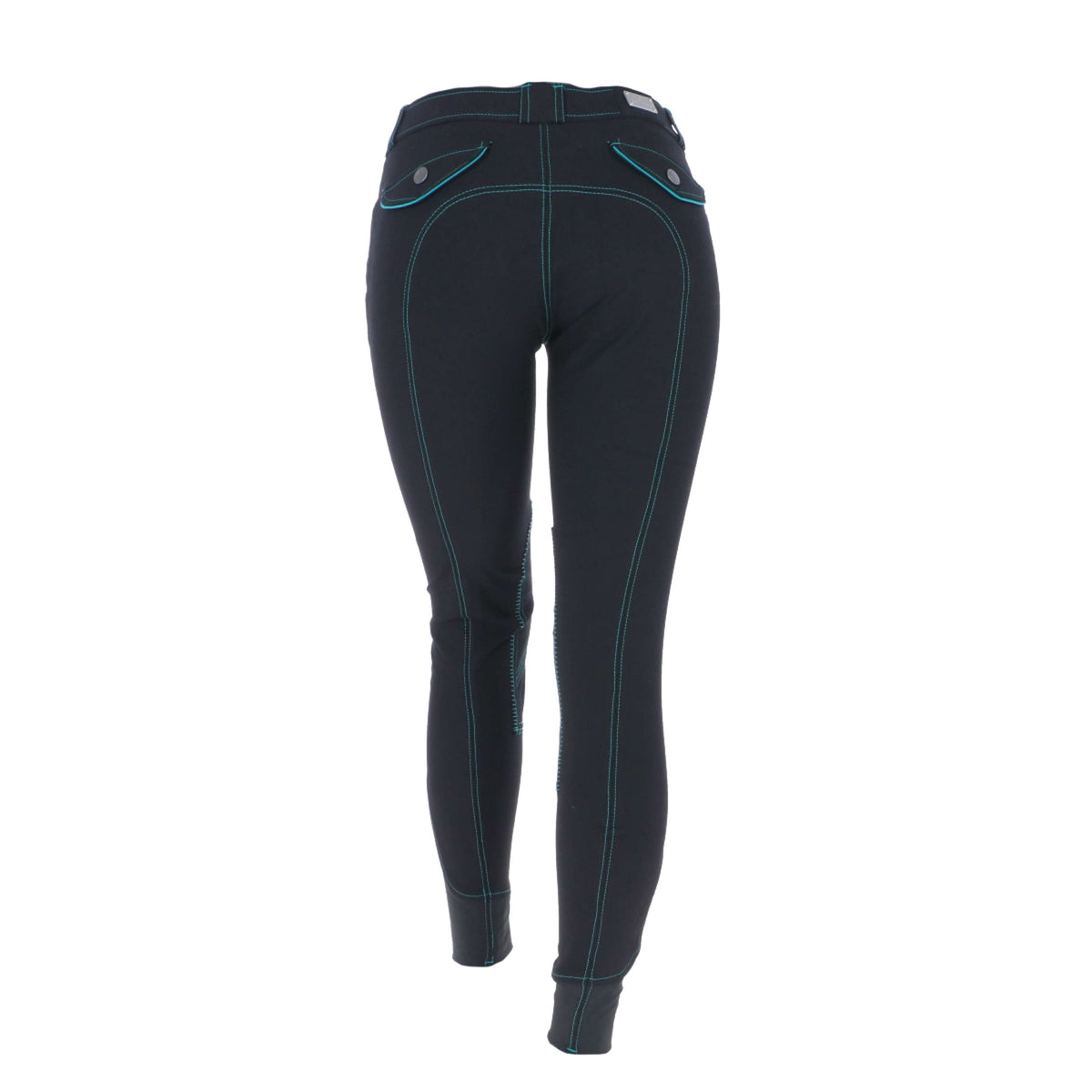 EQUITHÈME Pantaloni da Equitazione Verona Nero/Turchese