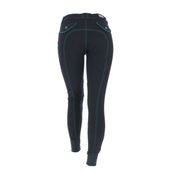 EQUITHÈME Pantaloni da Equitazione Verona Nero/Turchese