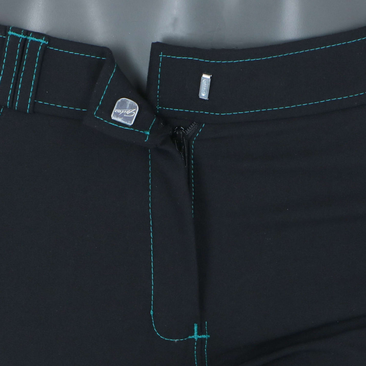 EQUITHÈME Pantaloni da Equitazione Verona Nero/Turchese