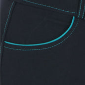 EQUITHÈME Pantaloni da Equitazione Verona Nero/Turchese