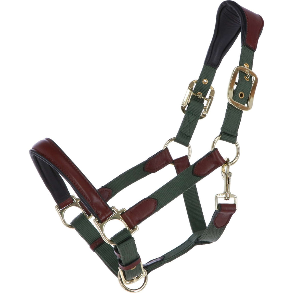 HKM Cavezza Luna Pelle/Nylon Verde/Marrone