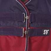 EQUITHÈME Tappeto da Esterno Tyrex 1200D 0g con Mezza Collo Navy/Bordeaux