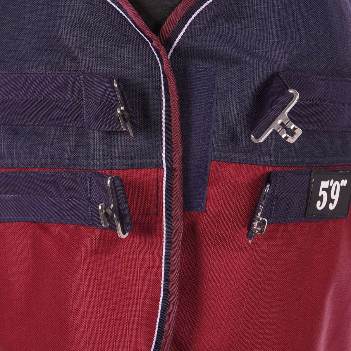 EQUITHÈME Tappeto da Esterno Tyrex 1200D 0g con Mezza Collo Navy/Bordeaux