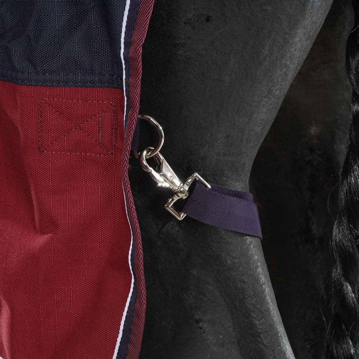 EQUITHÈME Tappeto da Esterno Tyrex 1200D 0g con collo Navy/Bordeaux