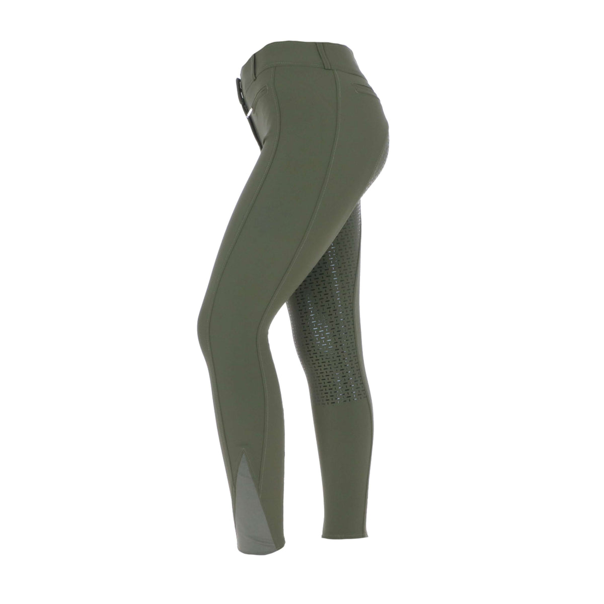 HKM Pantaloni da Equitazione Liv High Waist Silicon Full Grip Verde scuro