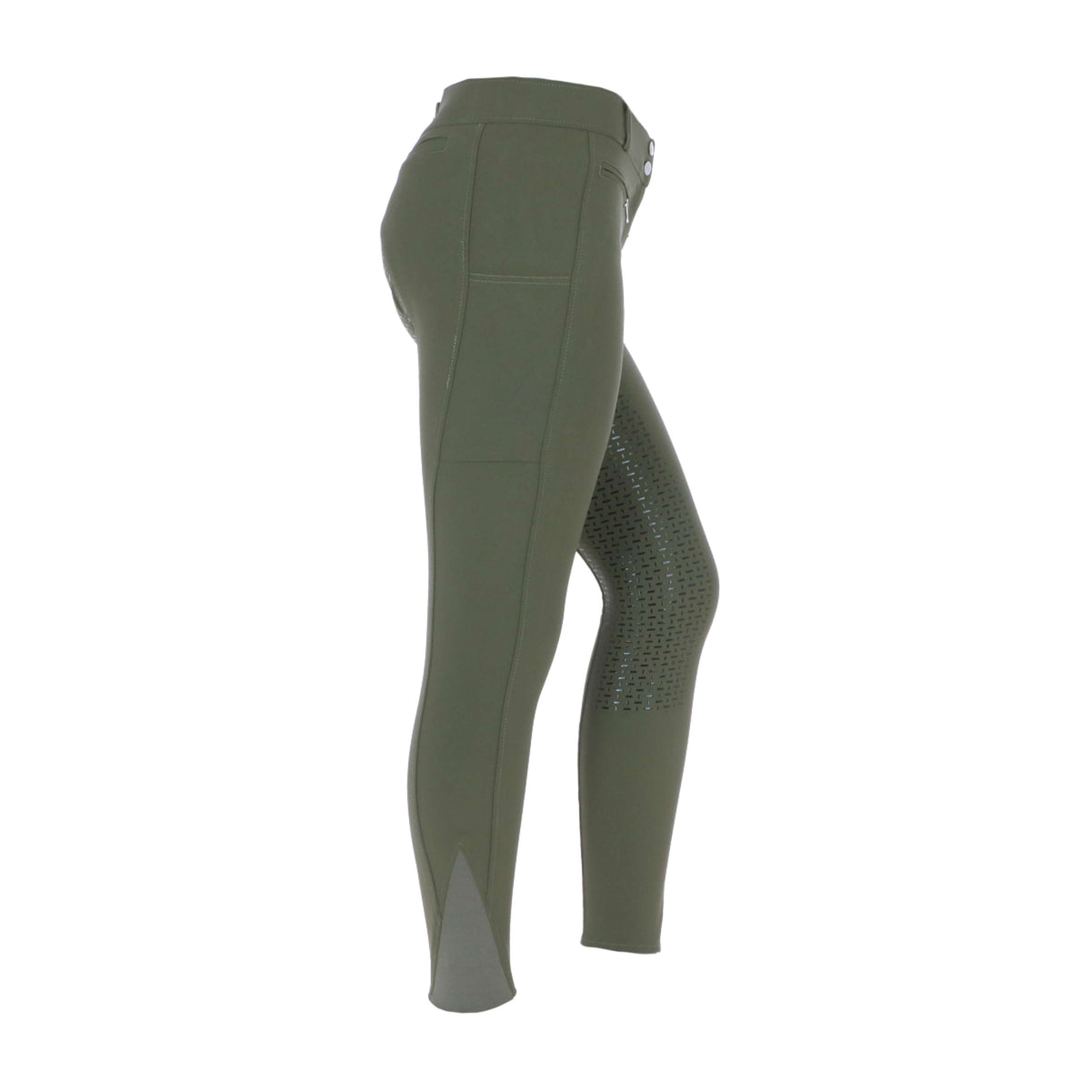 HKM Pantaloni da Equitazione Liv High Waist Silicon Full Grip Verde scuro