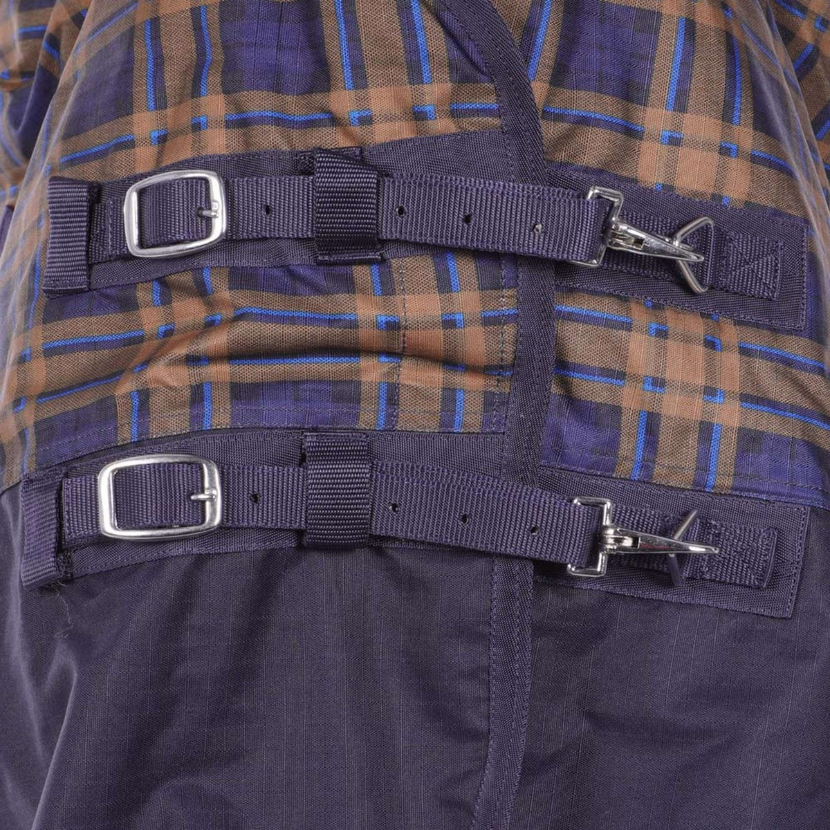 HKM Coperta con Collo Alto Providence Karo 1200D A scacchi blu scuro/marrone