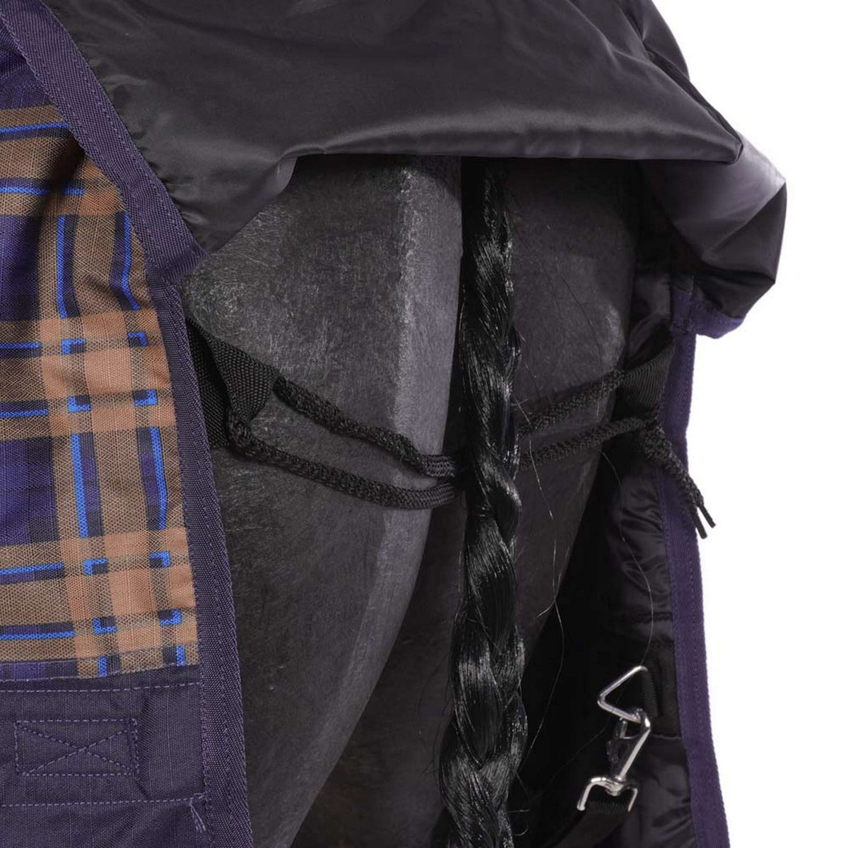 HKM Coperta con Collo Alto Providence Karo 1200D A scacchi blu scuro/marrone