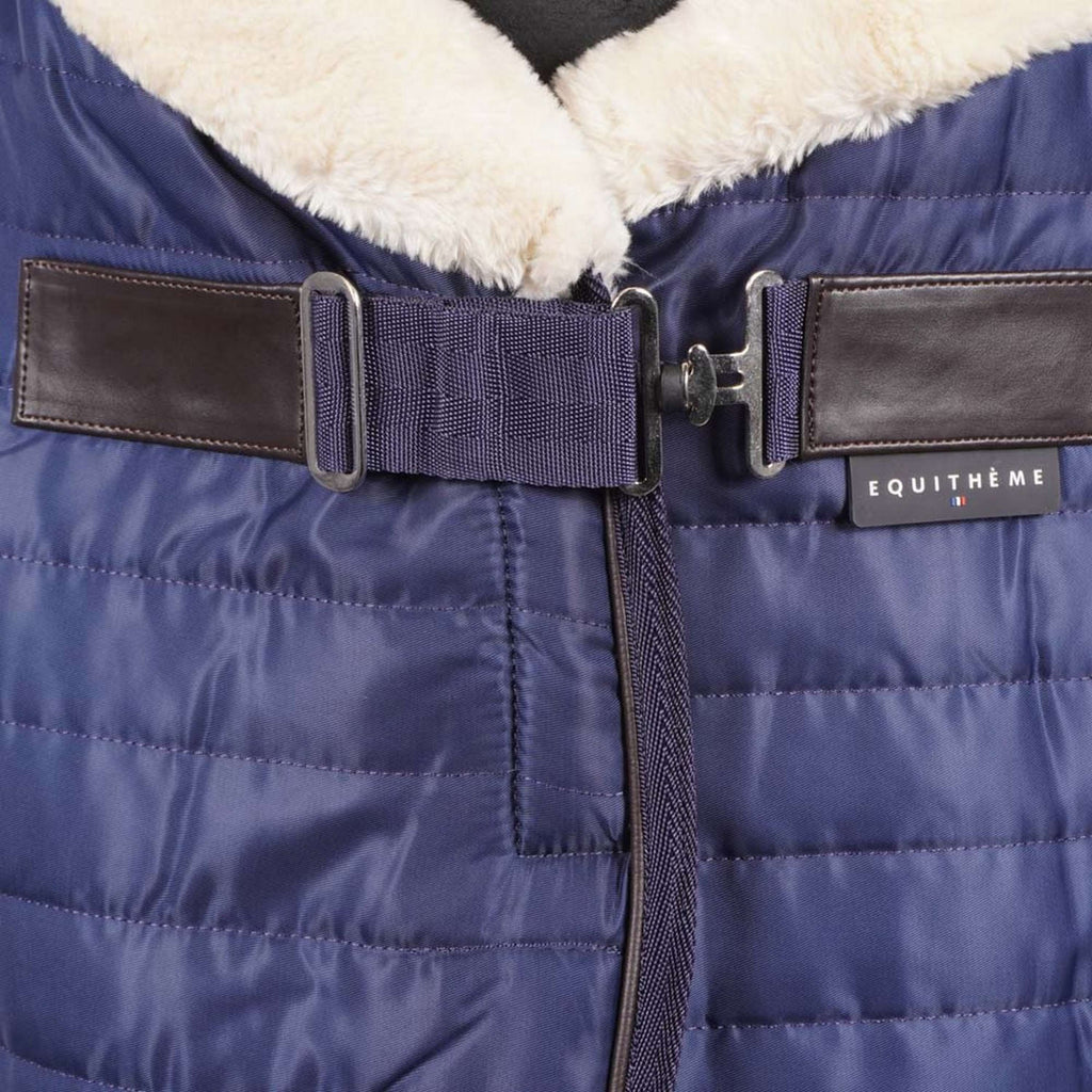 EQUITHÈME Coperta da scuderia Teddy Foderato con Pelle di Pecora Sintetica Navy