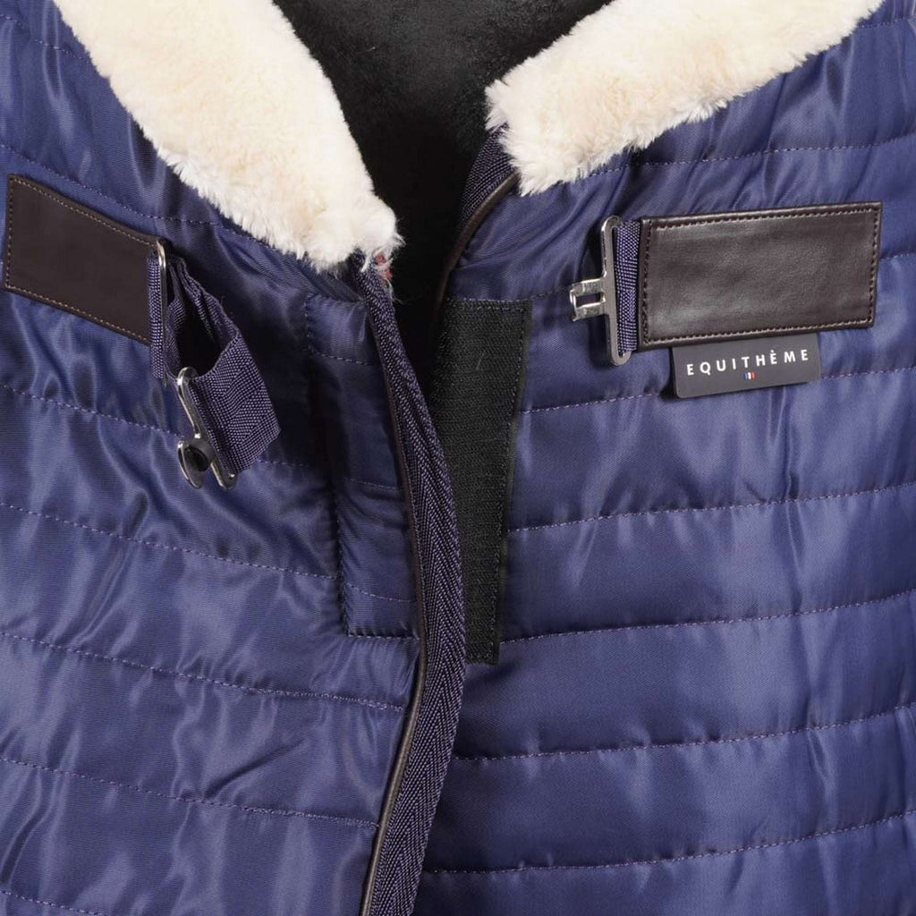 EQUITHÈME Coperta da scuderia Teddy Foderato con Pelle di Pecora Sintetica Navy