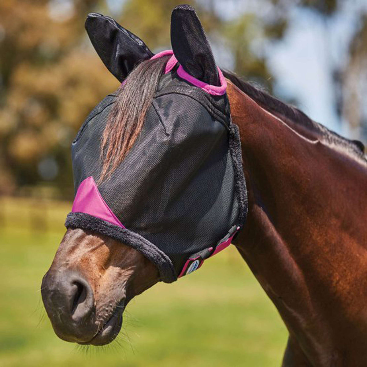 Weatherbeeta Maschera per Mosche Comfitec Deluxe Durable Mesh Nero/Viola