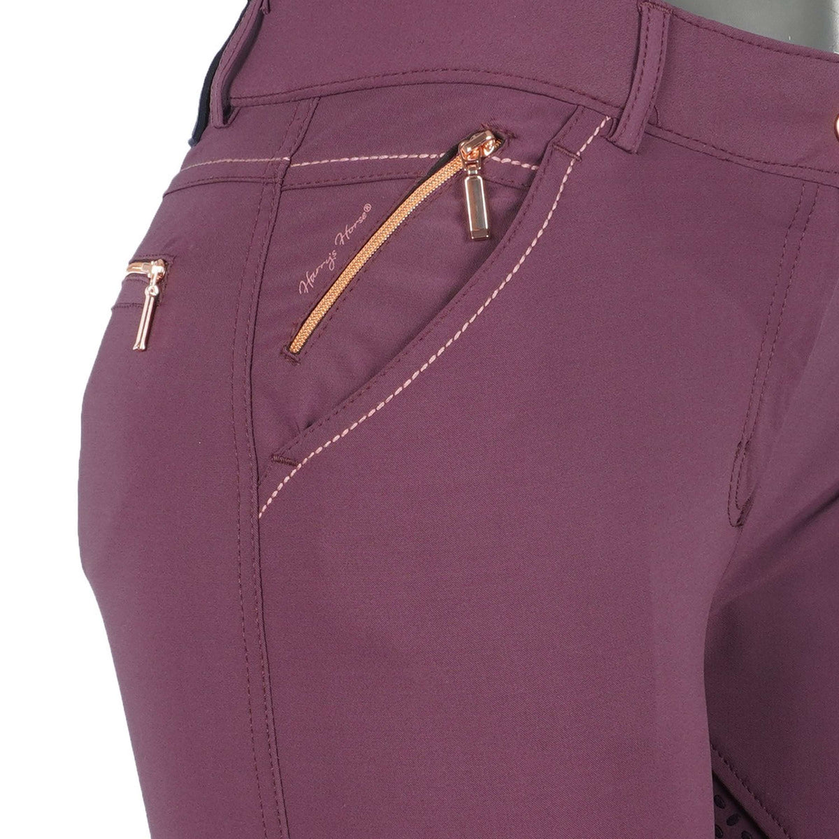 Harry's Horse Pantaloni da Equitazione Denici Cavalli Maroon Full Grip Bordeaux