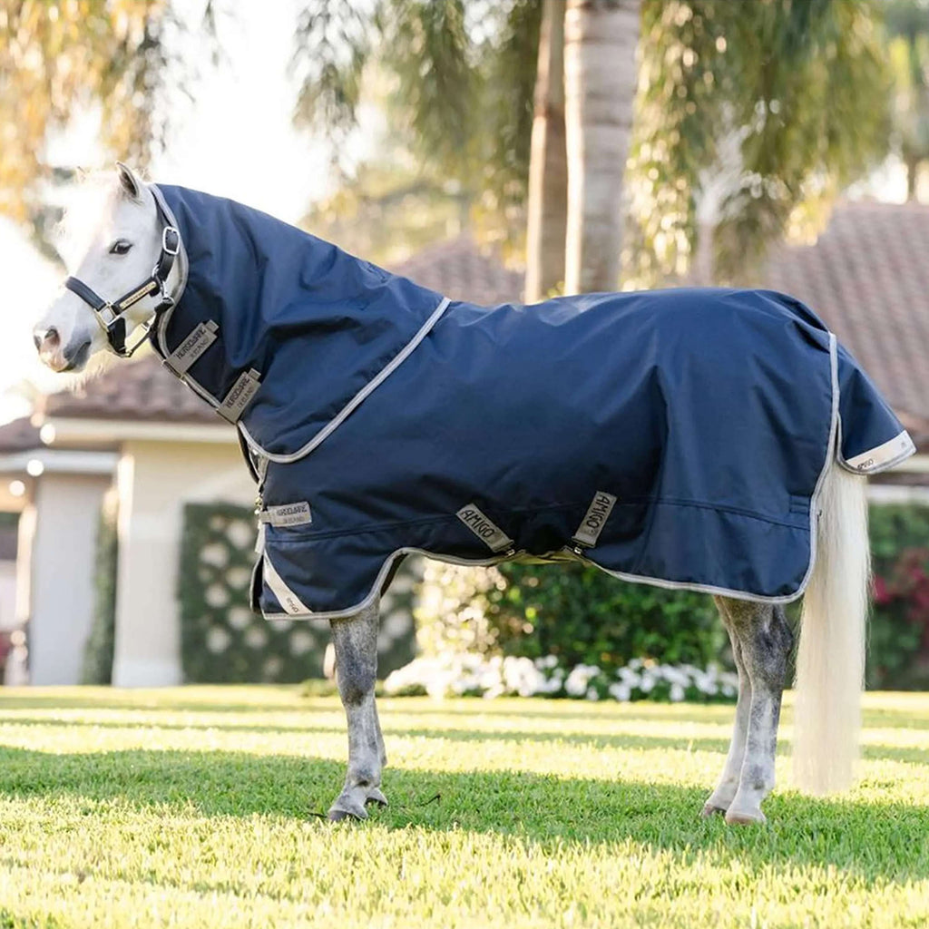 Amigo Turnout Rug 1200D Plus Pony 250g Navy/Titanium Grey/Silver