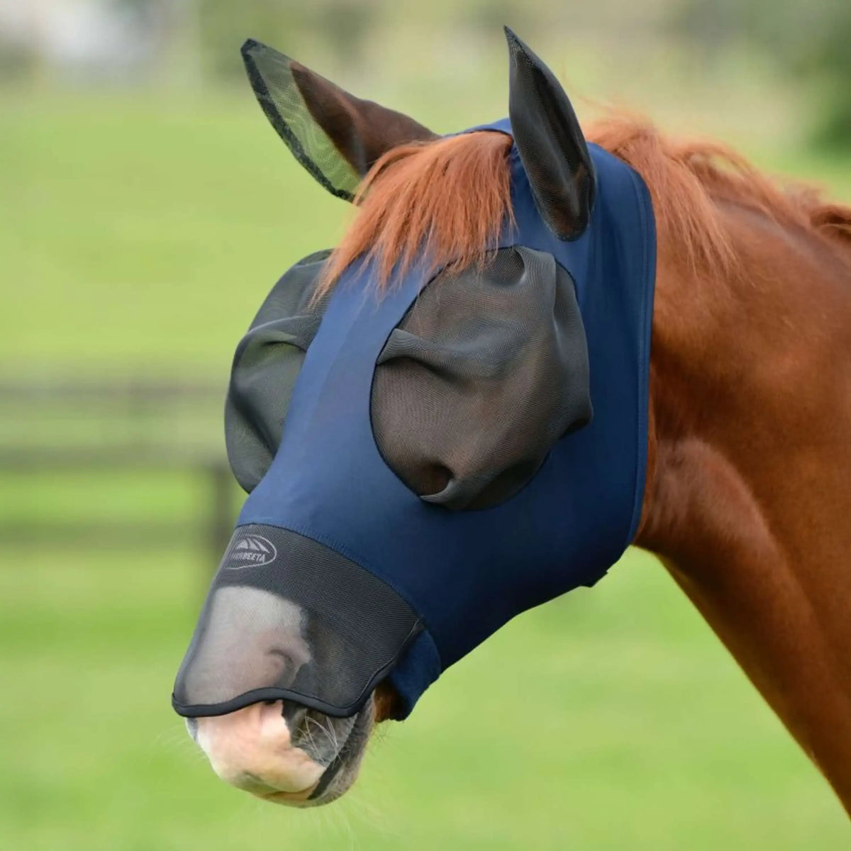 WeatherBeeta Maschera per Mosche ComFiTec Luxe Bug Eye Saver con Orecchie e Naso Blu marino/nero