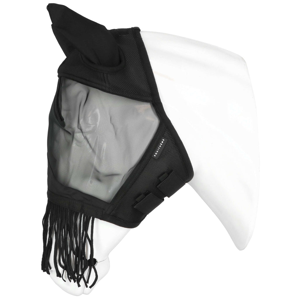 EQUITHÈME Maschera per Mosche Franges con Protezione UV Nero