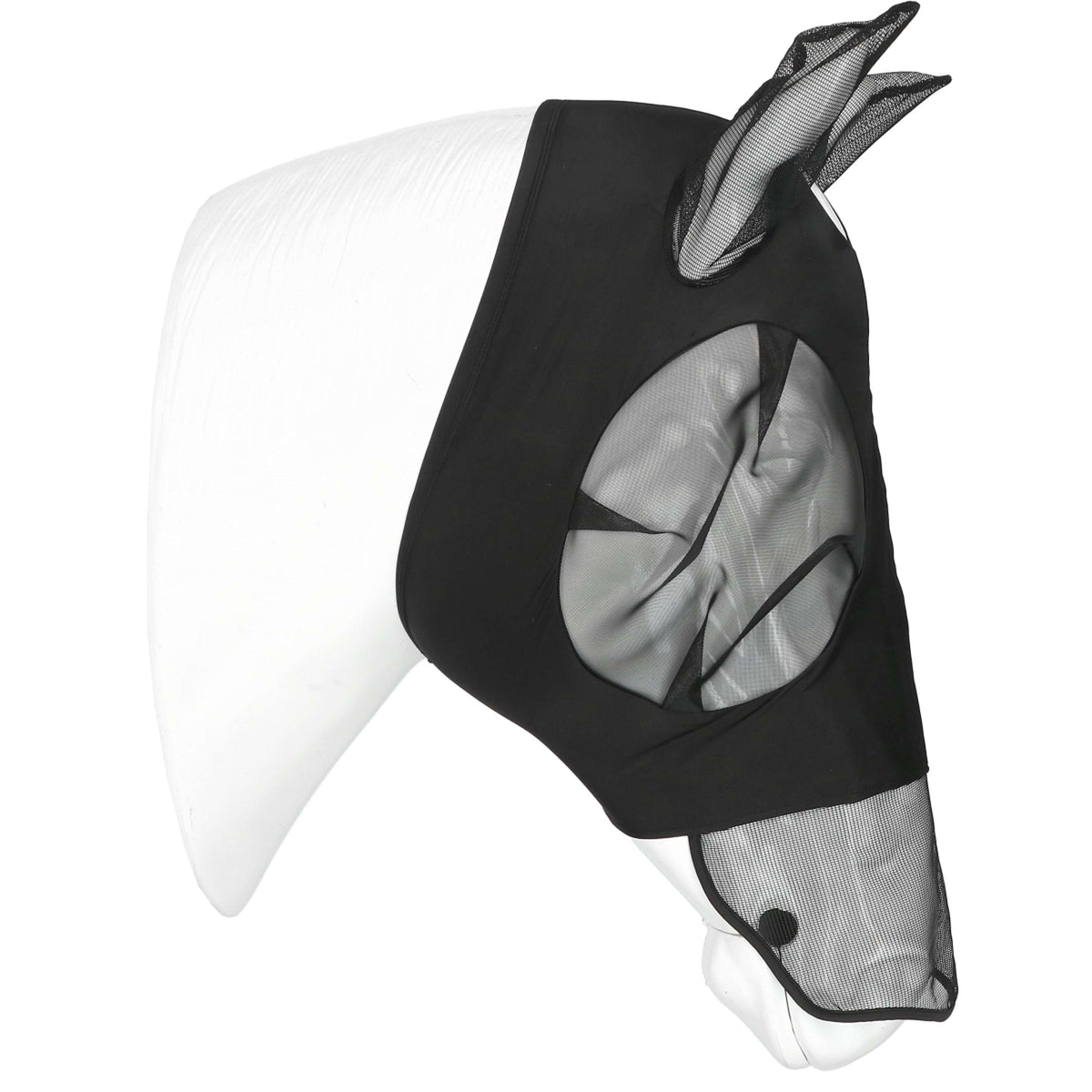 EQUITHÈME Maschera per Mosche Lycra UV protection Con Rete per Naso Nero