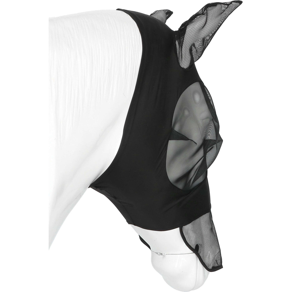 EQUITHÈME Maschera per Mosche Lycra UV protection Con Rete per Naso Nero