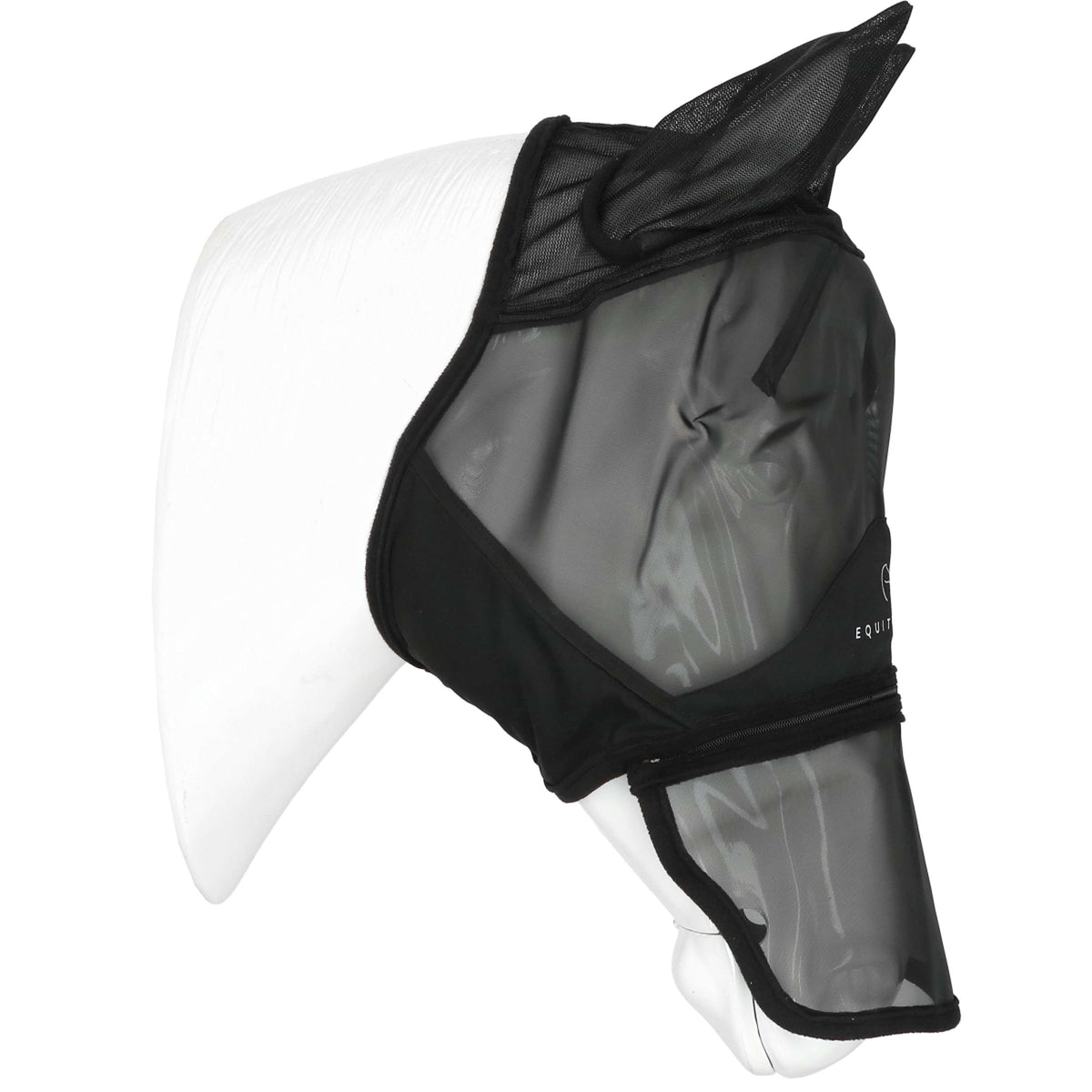 EQUITHÈME Maschera per Mosche Zipper con Protezione UV Nero