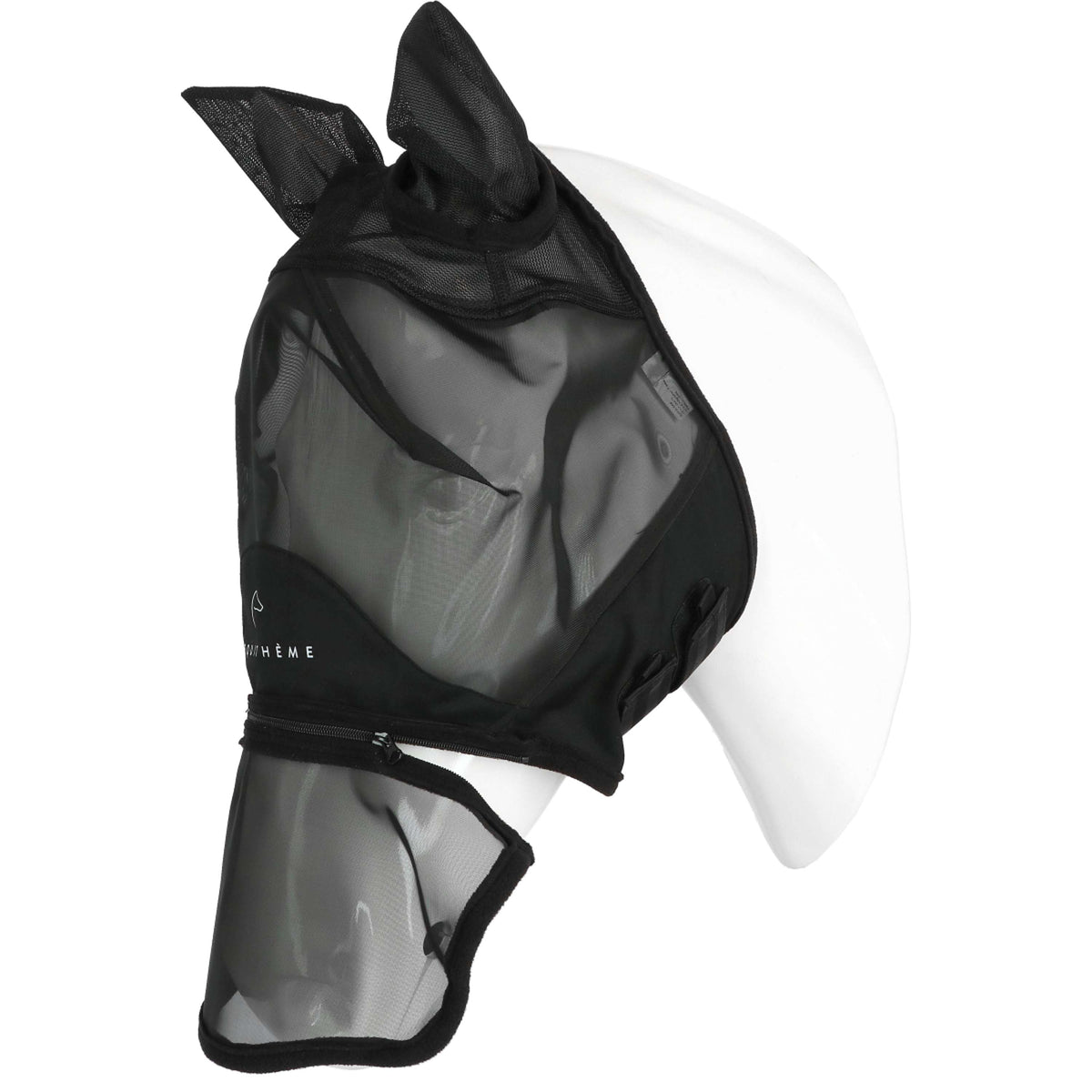 EQUITHÈME Maschera per Mosche Zipper con Protezione UV Nero