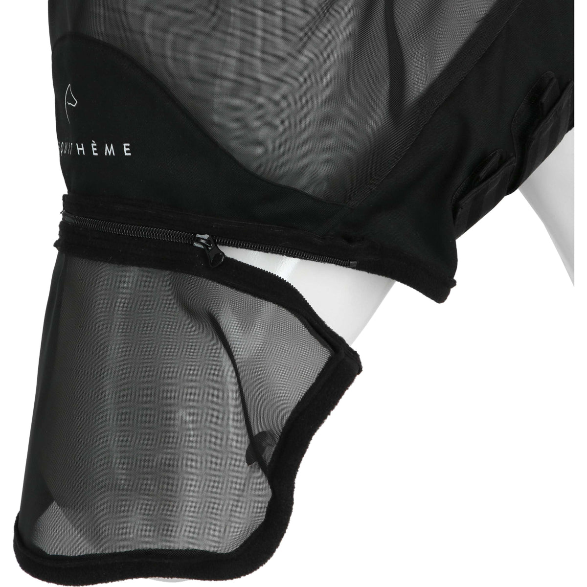EQUITHÈME Maschera per Mosche Zipper con Protezione UV Nero