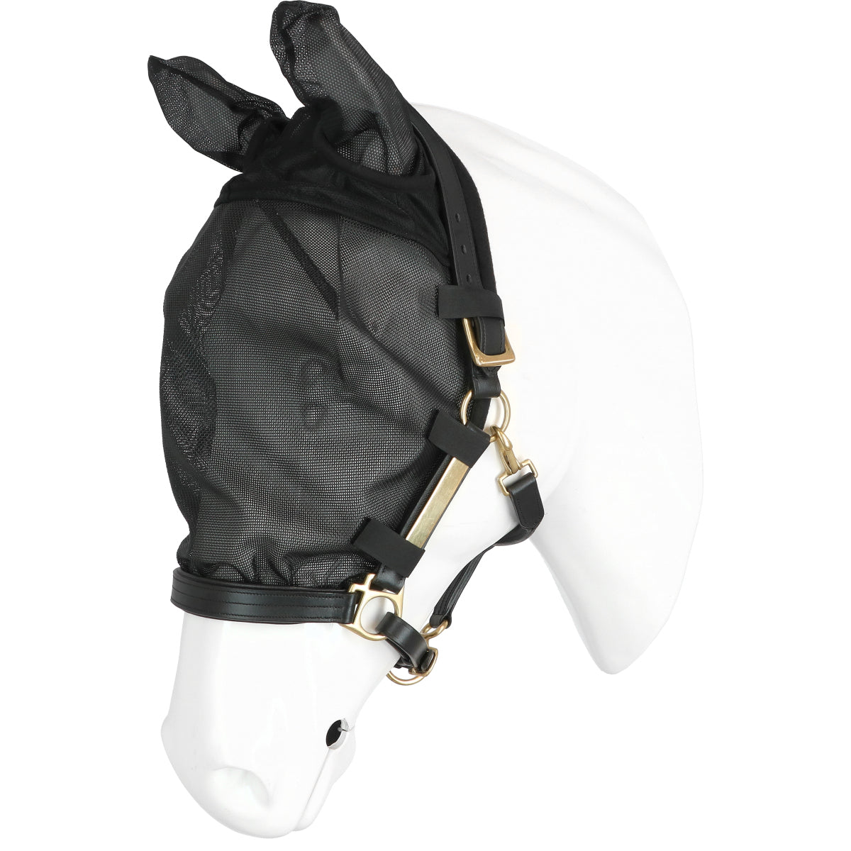 EQUITHÈME Capezza con Maschera Antimosche con Protezione UV Nero