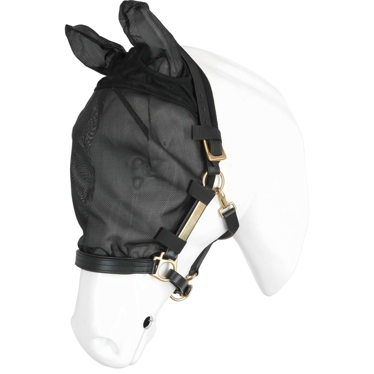 EQUITHÈME Capezza con Maschera Antimosche con Protezione UV Nero
