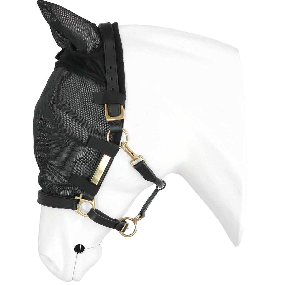 EQUITHÈME Capezza con Maschera Antimosche con Protezione UV Nero