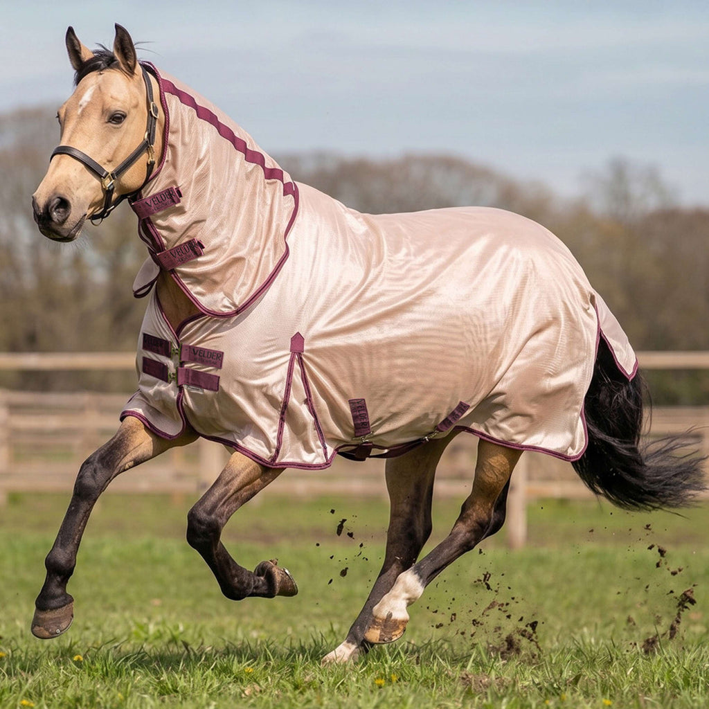 Velder Horsewear Essentials Coperta Antimosche Mesh con collo Earth Grey