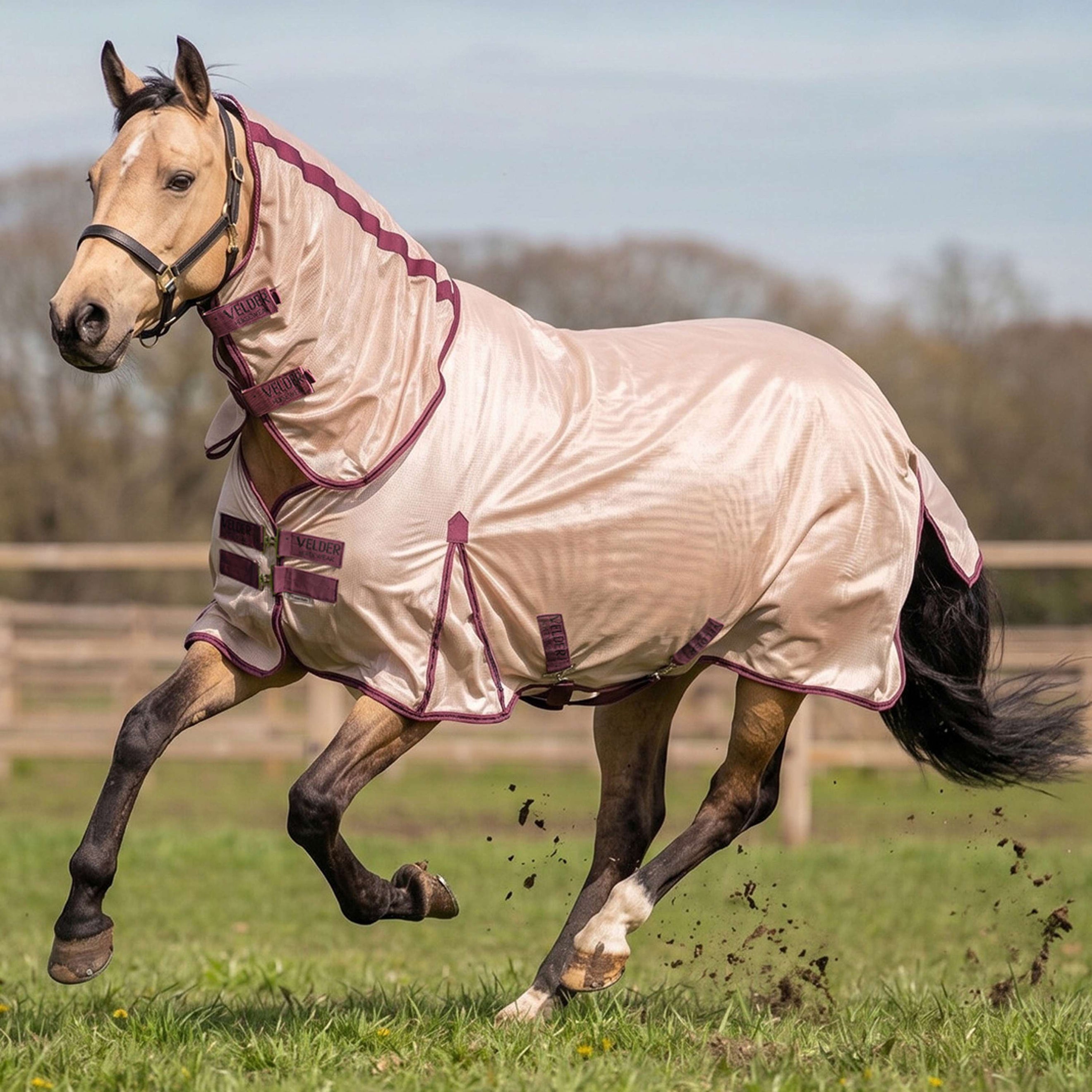 Velder Horsewear Coperta Antimosche Mesh con collo Earth Grey