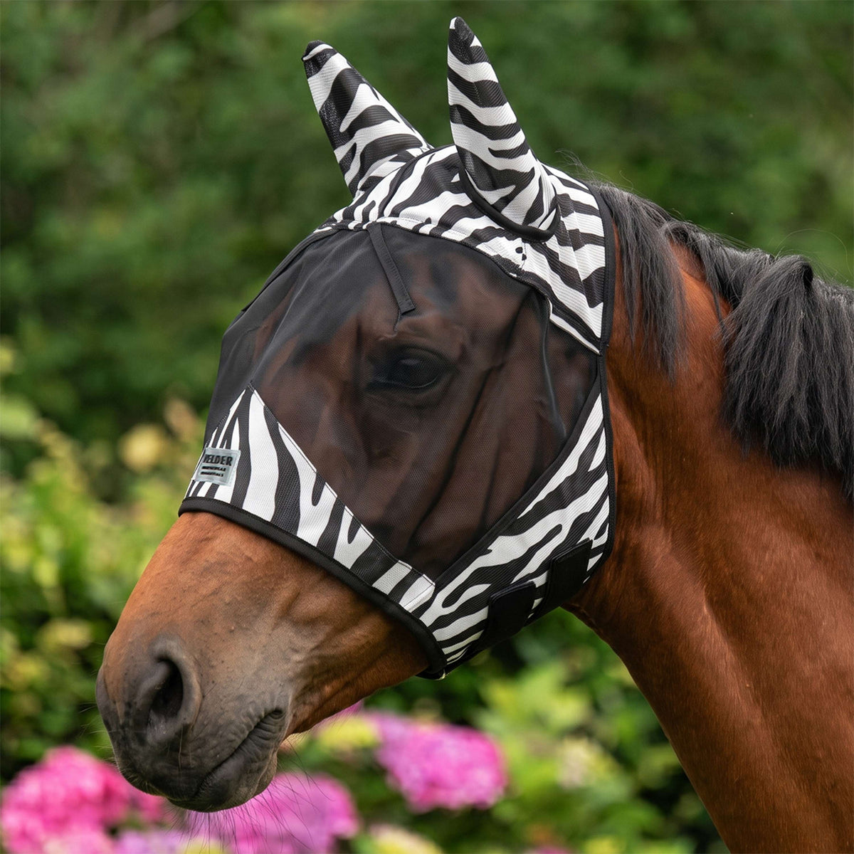 Velder Horsewear Essentials Maschera per Mosche Zebra con Orecchie Nero/Bianco