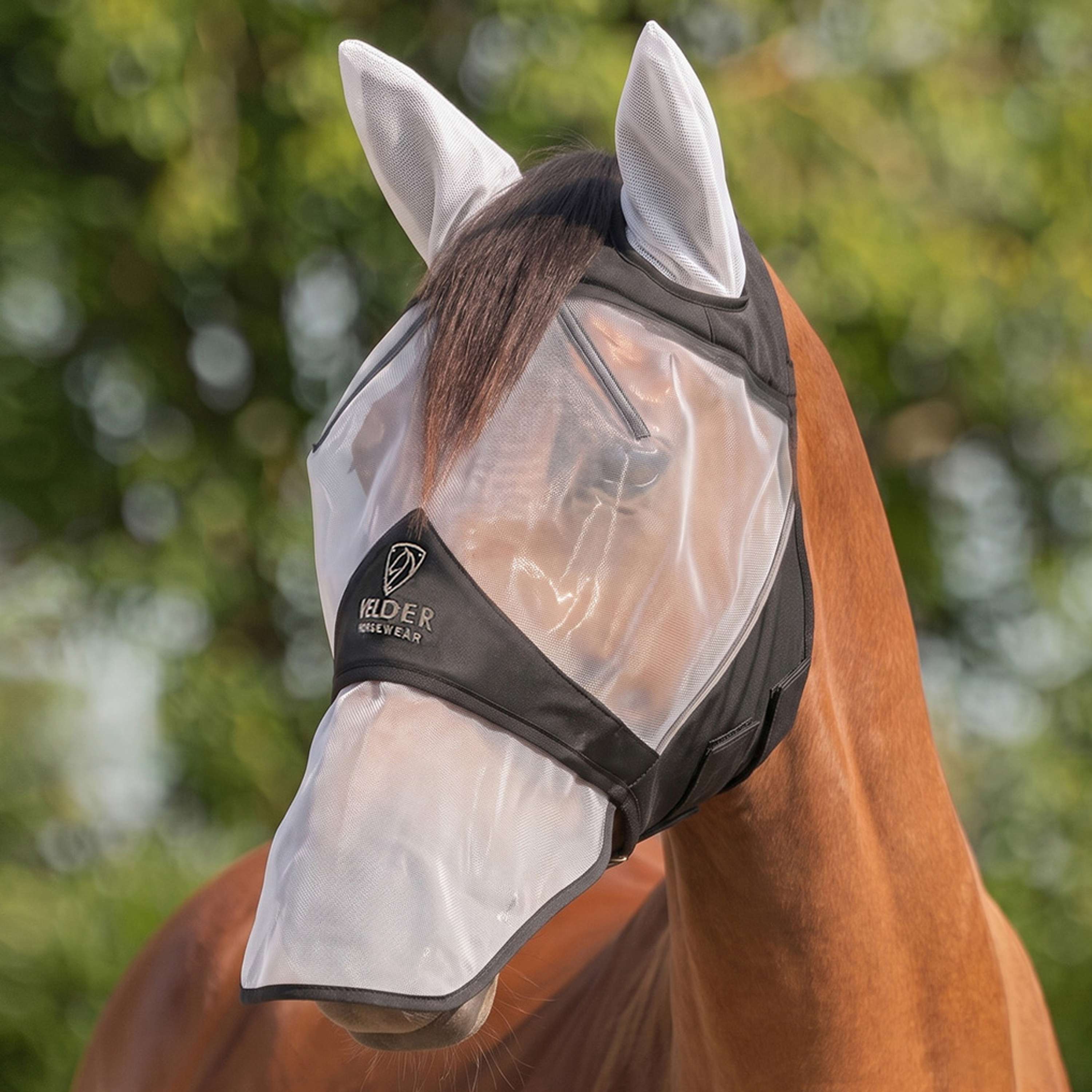 Velder Horsewear Premium Maschera per Mosche con Orecchie e Naso Nero