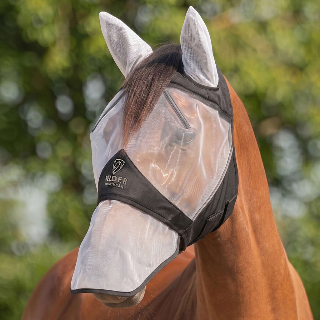 Velder Horsewear Premium Maschera per Mosche con Orecchie e Naso Nero