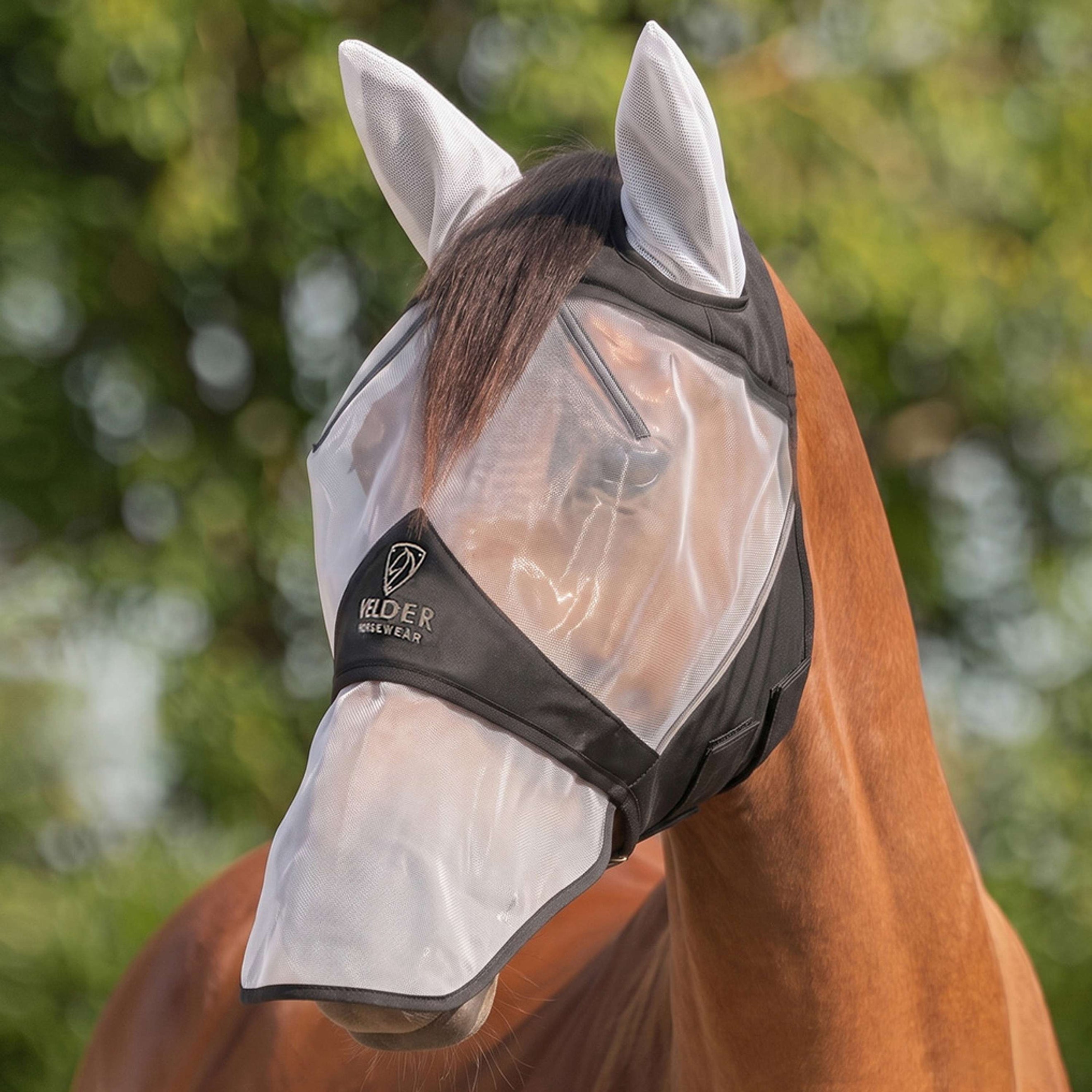 Velder Horsewear Premium Maschera per Mosche con Orecchie e Naso Nero