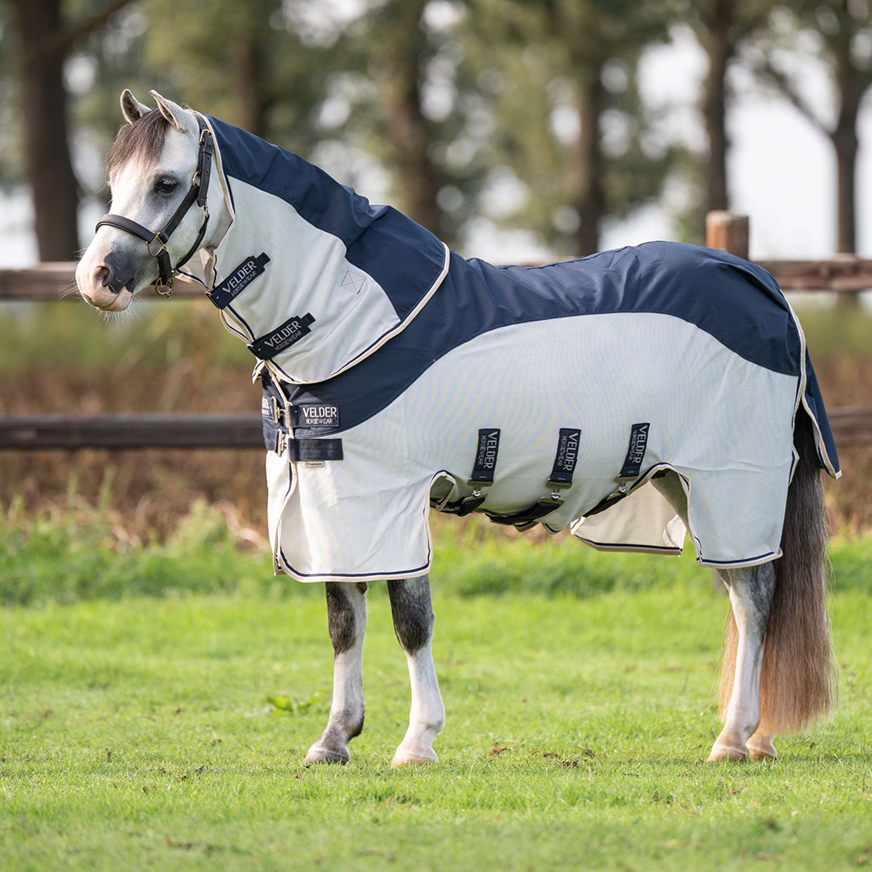 Velder Horsewear Premium Pony Coperta Antimosche Waterproof-Top Navy/Pearl Silver