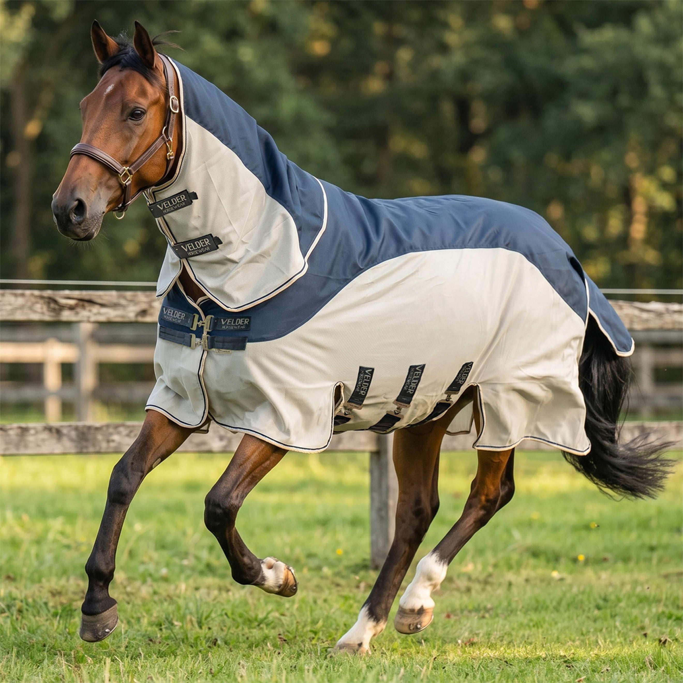 Velder Horsewear Premium Coperta Antimosche Waterproof-Top Navy/Pearl Silver