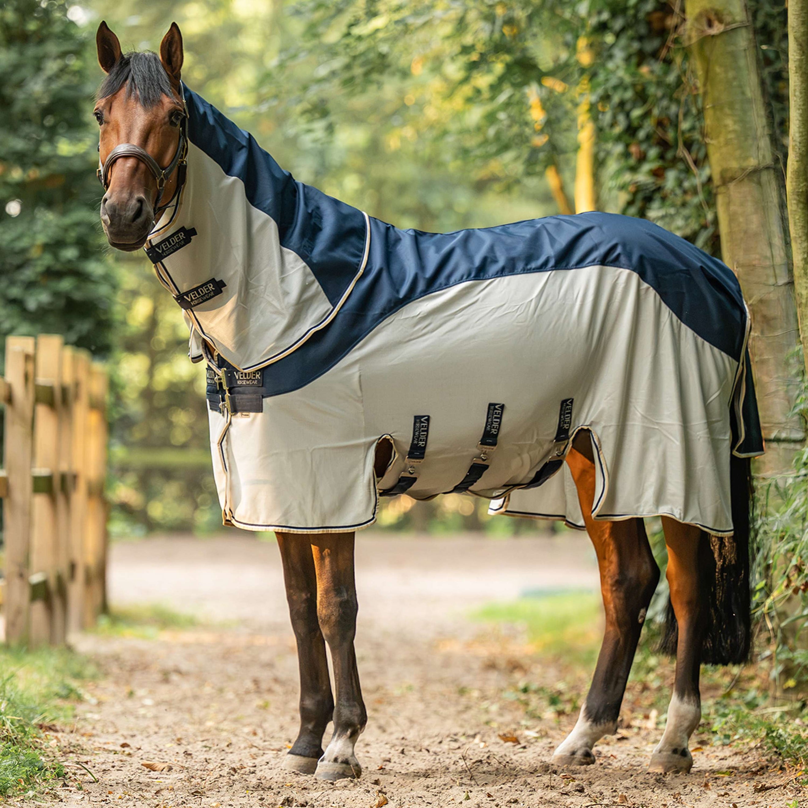 Velder Horsewear Premium Coperta Antimosche Waterproof-Top Navy/Pearl Silver