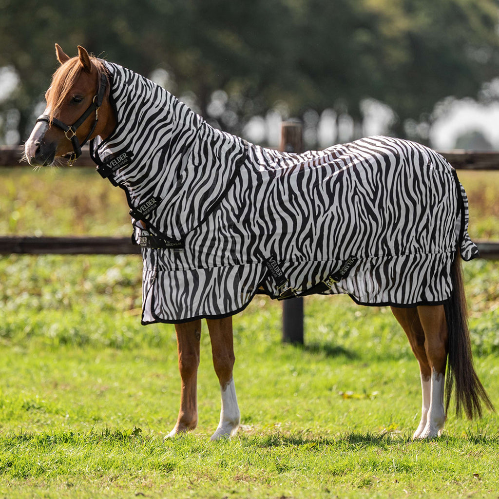 Velder Horsewear Essentials Pony Coperta Antimosche con Collo Zebra Nero/Bianco