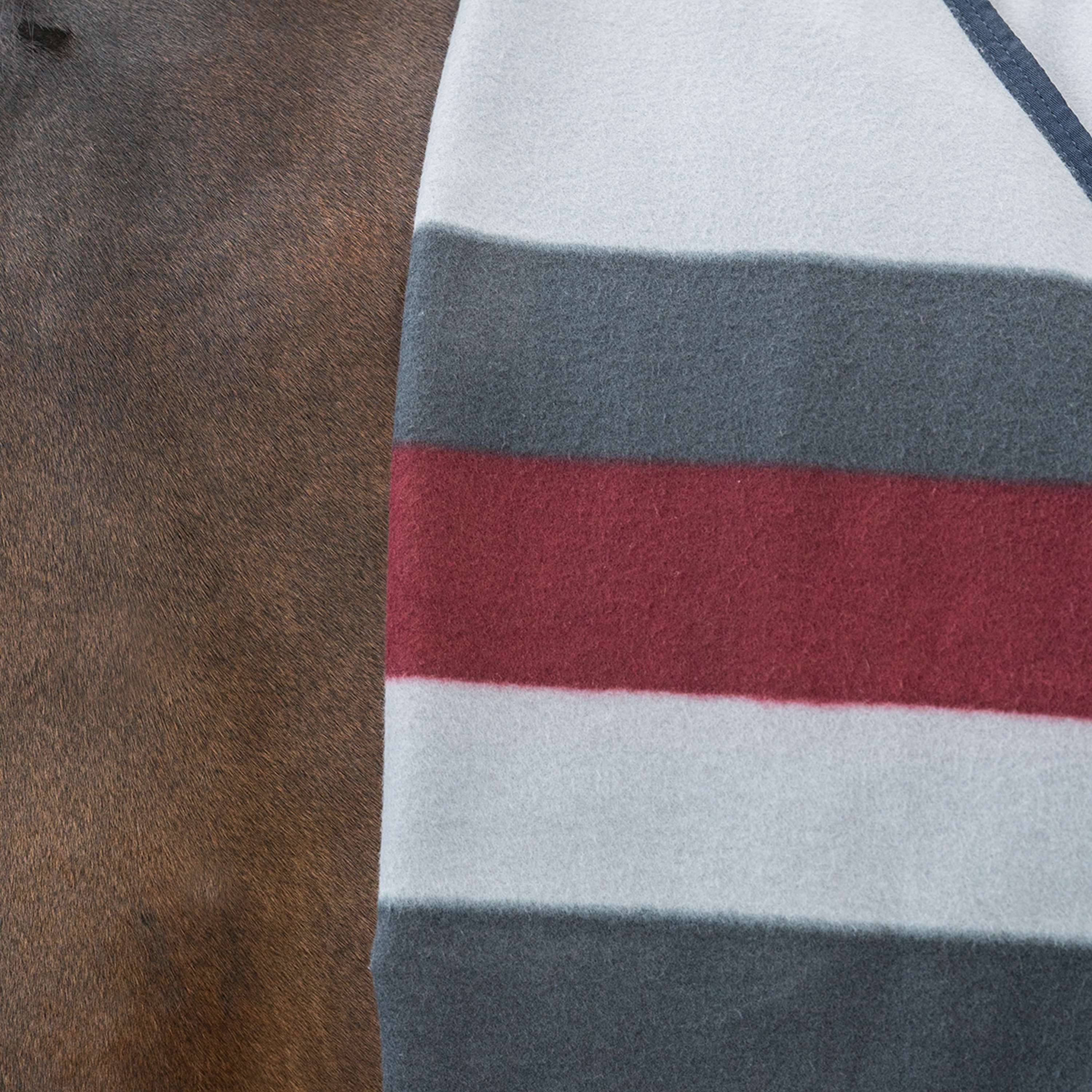 Velder Horsewear Essentials Coperta in Pile Polar Stripes Grigio/Bordeaux